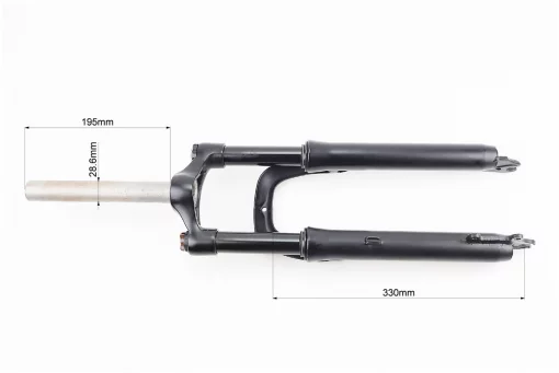 Вилка 24" амортизационная, без резьбы 1-1/8" (28,6мм), шток 195мм, с ходом 80мм, Disk-brake, чёрная (возможны царапины),