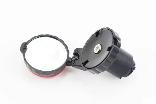 Зеркало круглое, чёрное мини с габаритом ( крепл. в торец руля ), FIX-210468