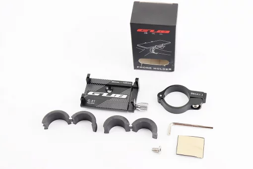 Держатель телефона на руль алюминиевый, ширина 55-100мм регулируемая, чёрный G-81, FIX-210469