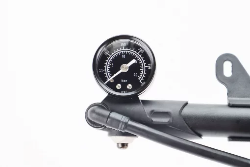 Насос алюминиевый высокого давления 300 psi/20 bar с манометром, для воздушных амортизаторов и вилок, чёрный GS-41P, FIX-210506