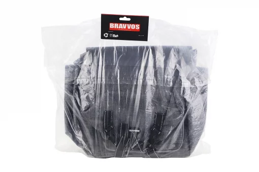 Сумка-штаны на багажник, с влагозащитными 4 отделениями, крепл. на липучке, светоотражающие полосы, серая, FIX-210510