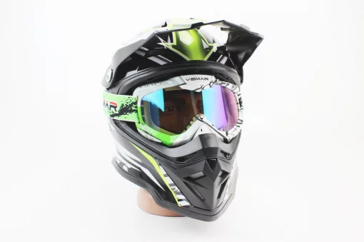 Окуляри кросові/ендуро/АТV, біло-чорно-салатові (хамелеон скло), VM-1016C, ШОЛОМИ, YQ-330835
