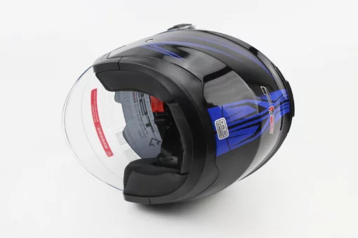 Шлем открытый с очками 707 S, чёрный с синим рисунком, ШОЛОМИ, YQ-360087