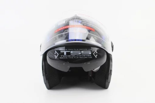 Шлем открытый с очками 707 S, чёрный с синим рисунком, ШОЛОМИ, YQ-360087