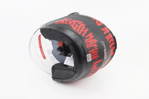 Шлем открытый с очками 707 S, чёрный матовый с красным рисунком, ШОЛОМИ, YQ-360083