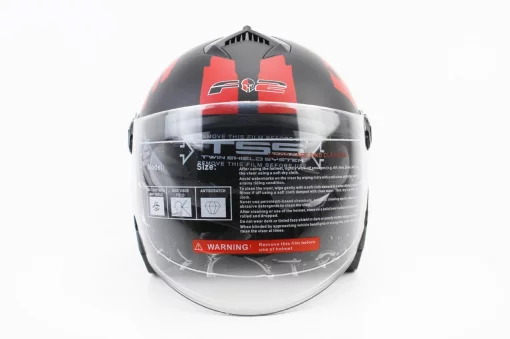 Шлем открытый с очками 707 S, чёрный матовый с красным рисунком, ШОЛОМИ, YQ-360083