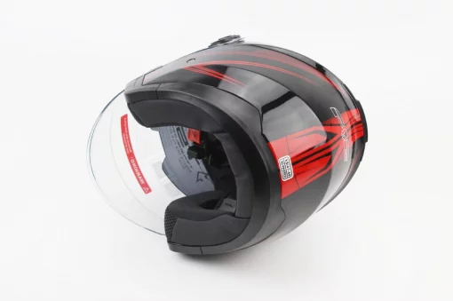 Шлем открытый с очками 707 XS, чёрный с красным рисунком, ШОЛОМИ, YQ-360086