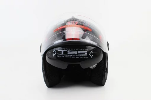 Шлем открытый с очками 707 XS, чёрный с красным рисунком, ШОЛОМИ, YQ-360086