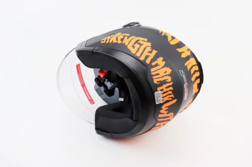 Шлем открытый с очками 707 XS, чёрный матовый с оранжевым рисунком, ШОЛОМИ, YQ-360084