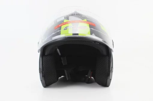 Шлем открытый с очками 707 XS, чёрный матовый с салатовым рисунком, ШОЛОМИ, YQ-360082