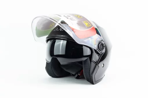 Шолом відкритий з окулярами МТ 858 S, чорний глянець, ШОЛОМИ, YQ-360510