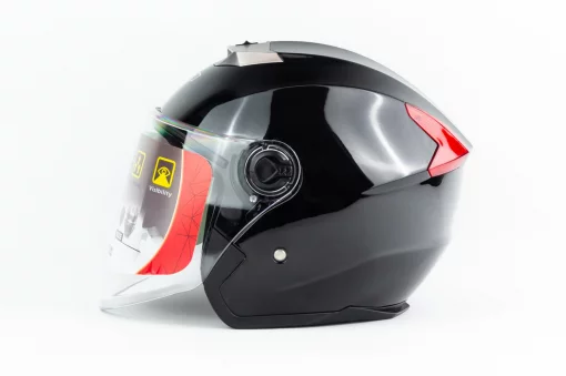 Шолом відкритий з окулярами МТ 858 S, чорний глянець, ШОЛОМИ, YQ-360510