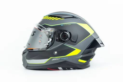 Шлем интеграл (стандарт DOT/ECE), выдвижные очки PANTHER SV GALE S (55-56см), чёрно-салатовый мат, ШОЛОМИ, YQ-360595