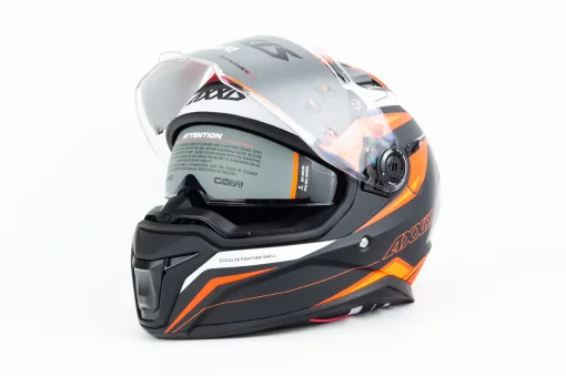 Шлем интеграл (стандарт DOT/ECE), выдвижные очки PANTHER SV THORN М (57-58см), чёрно-оранжевый мат, ШОЛОМИ, YQ-360598