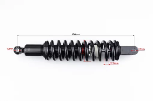Амортизатор задній МОНО 400мм, d-74мм (втулка 12мм/вилка 12мм) регул., чорний, Loncin LX200GY-3, ЗЧ-МОТО, YQ-324407