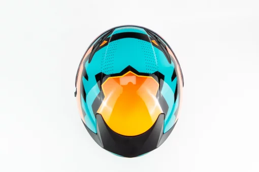 Шолом інтеграл з LED підсвічуванням, висувні окуляри K-3 L, бірюзово-оранжевий, ШОЛОМИ, YQ-360456