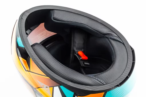 Шолом інтеграл з LED підсвічуванням, висувні окуляри K-3 L, бірюзово-оранжевий, ШОЛОМИ, YQ-360456