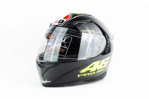 Шлем интеграл с LED подсветкой, выдвижные очки K-3 S, чёрно-салатовый PROJECT 46, ШОЛОМИ, YQ-360541