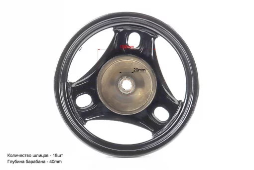 Диск колёсный задний Suzuki LET'S (стальной)+шайба, чёрный, YQ-352183