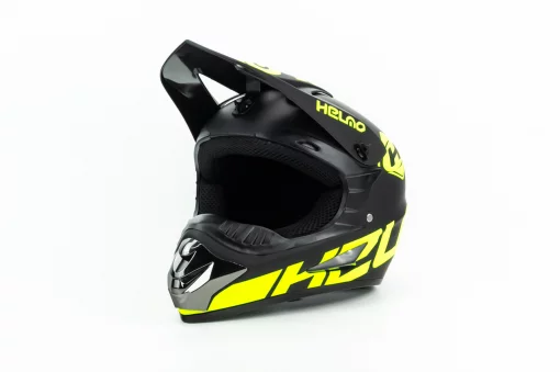 Шлем кроссовый 117 S (55-56см), чёрно-салатовый мат HELMO, ШОЛОМИ, YQ-360514