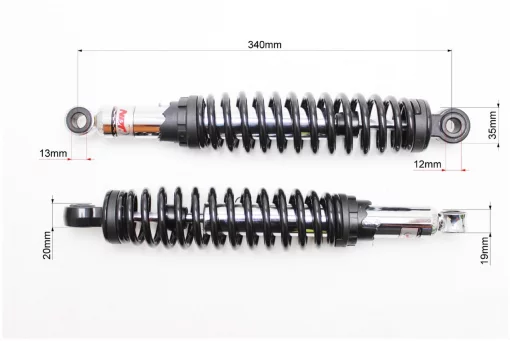 Амортизатор задній JH/CB/CG-340мм*d-60мм (під втулки) регул., чорний к-кт 2шт, ЗЧ-МОТО, YQ-318487