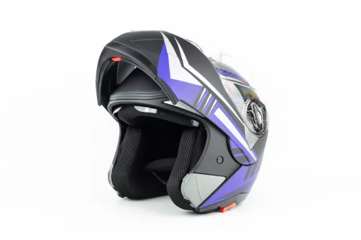 Шлем модуляр с откидным подбородком, выдвижные очки F-158 S (55-56см), чёрно-синий мат, ШОЛОМИ, YQ-301368