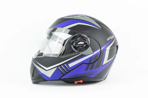 Шлем модуляр с откидным подбородком, выдвижные очки F-158 S (55-56см), чёрно-синий мат, ШОЛОМИ, YQ-301368