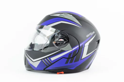 Шлем модуляр с откидным подбородком, выдвижные очки F-158 М (57-58см), чёрно-синий мат, ШОЛОМИ, YQ-330243