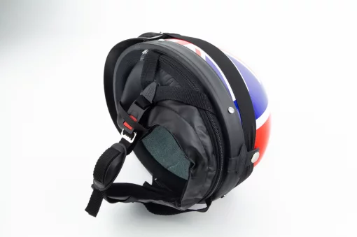 Шлем-каска X8 со съёмным козырьком+очки, стекло, синий глянец с красно-белым рисунком "United Kingdom", ШОЛОМИ, YQ-360507