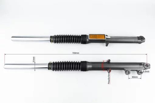 Вилка передняя (перья) лев., прав., к-кт 2шт, (диск.торм.) 720мм, тёмно-серые, Viper-125-150J, YQ-356281