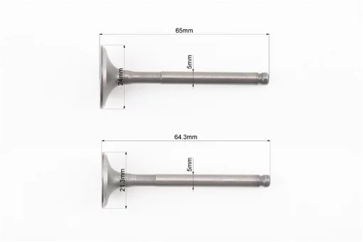 Клапана впускной (H-65; D-24), выпускной (H-64,3; D-21,3) к-кт 2шт, 125cc, 125-150сс 4Т, YQ-310800