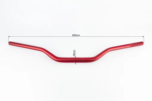 Кермо універсальне (кріплення d-28мм, подовжене) TUNING, червоний, ЗЧ-МОТО, YQ-324751