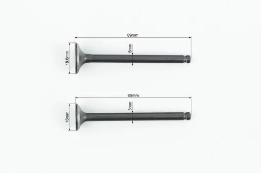 Клапана впускной (H-69; D-18,6), выпускной (H-69; D-16), полный к-кт, 50-100сс 4Т, YQ-349368