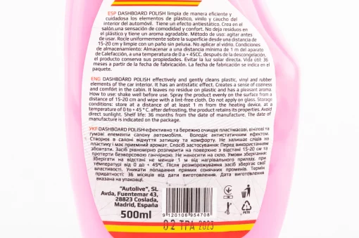 Поліроль для пластику з ароматизатором "DASHBOARD POLISH" матовий, тригер 500ml, МОТОХІМІЯ, YQ-304778