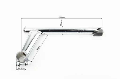Винос керма MTB 22,2х25,4х90х240мм, хром, ВЕЛОЗАПЧАСТИНИ, YQ-403060