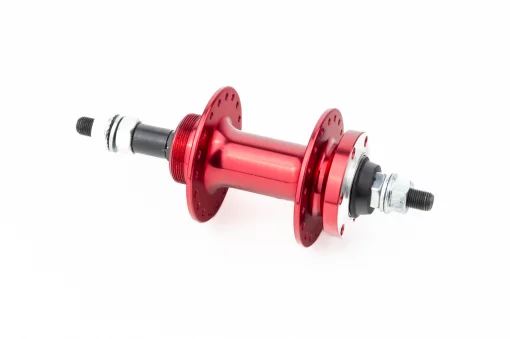 Втулка задняя MTB алюминиевая 14Gx36H под вольнобег, Disk-brake, 2 пром-подшипники 6200 2RS, крепл. гайка, красная U-B07RH,