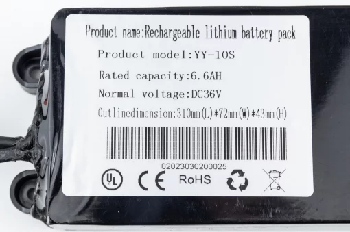 Аккумулятор Li-ion 36V 6.6Ah (L310*W72*H43mm), (электросамокат), ЗЧ-ЕЛЕКТРО техніка, YQ-410189