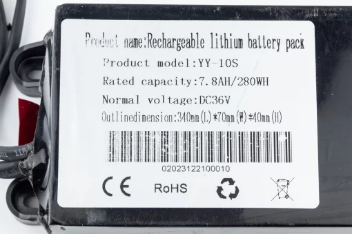 Аккумулятор Li-ion 36V 7.8Ah (L310*W72*H43mm), (электросамокат), ЗЧ-ЕЛЕКТРО техніка, YQ-410190