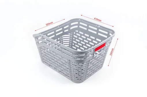 Корзина задняя пластмассовая, крепл. на багажник, серая, ВЕЛОАКСЕСУАРИ, YQ-414034