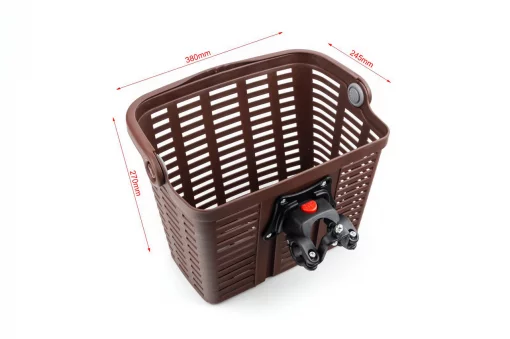 Корзина передняя с ручкой пластмассовая, крепл. быстросъёмное на руль, коричневая BL-045, ВЕЛОАКСЕСУАРИ, YQ-409959