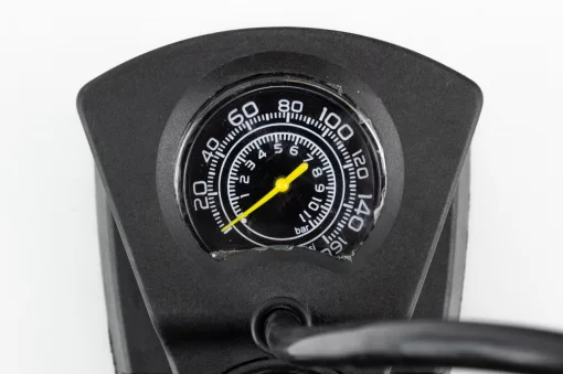 Насос ножний "підлоговий" алюмінієвий з манометром, 160 psi/11 bar, під штуцера Schrader&amp;Presta, чорний, ВЕЛОІНСТРУМЕНТ, YQ-407311