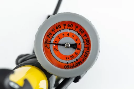 Насос ручной "напольный" с манометром 160 psi/11 bar, под штуцера Schrader&amp;Presta, жёлто-чёрный JK-8002, ВЕЛОІНСТРУМЕНТ, YQ-407316