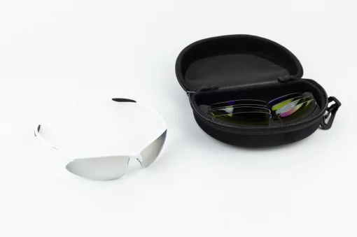 Очки с набором для ухода, сменные линзы 4шт, в жёстком чехле, белые SGL-V09, ВЕЛОЕКІПІРУВАННЯ, YQ-408263