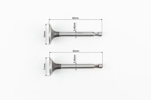 Клапана впускной (H-62; D-24; d-5,45), выпускной (H-62; D-21; d-5,45) к-кт 2шт 156F/1P65F, D168F, YQ-621032