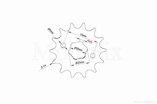 Звезда трансмиссии передняя CB/CG 428-14T, QT-010763