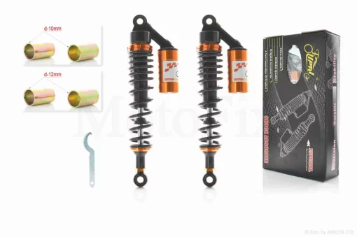 Амортизатори задні Delta 335mm, газомасляні, з підкачуванням "LIPAI" (чорно-золоті), QT-029542