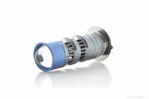 Лампа фары диодная P15D-25-1 12-36V 15W 1 ус, белый/желтый, линза, габарит красный/синий, D19, QT-035656