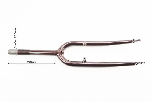 Вилка 26" с резьбой 1" (28,6мм), шток 240мм, V-brake, коричневая, FIX-210640