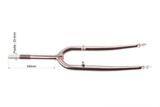 Вилка 28" с резьбой 1" (25,4мм), шток 240мм, V-brake, коричневая, FIX-210669