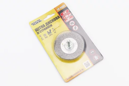 Щітка дискова зі стрижнем 1/4" D-60мм з рифленого дроту 19-9806, FIX-703067